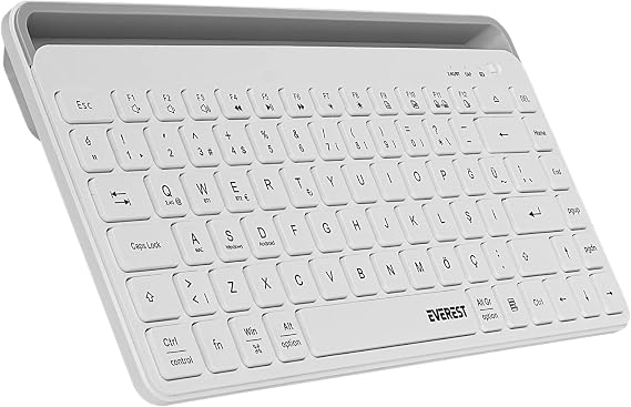 Everest KB-BT66 Beyaz 2.4G+BT1+BT2 üçü bir arada 3 in 1 Q Kablosuz klavye