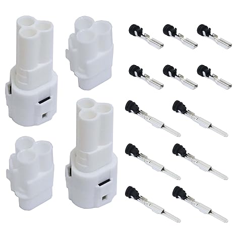 4 Set 3Pin Motorcycle Connector Set Compatible with Yamaha Compatible with Sumitomo Plug Compatible with Kawasaki 3 Pin Way Male Female Connector