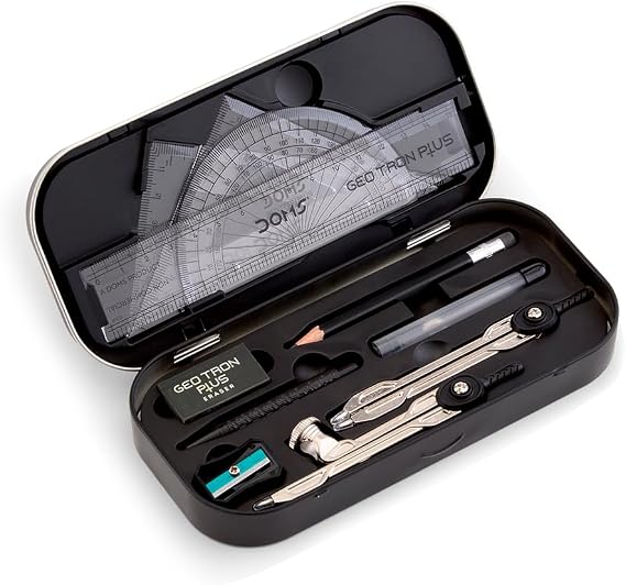 Doms Geotron Plus Geometry Box with Doms Y1+ Super Dark HB/2 Graphite Pencil Box Pack 10 Combo Pack