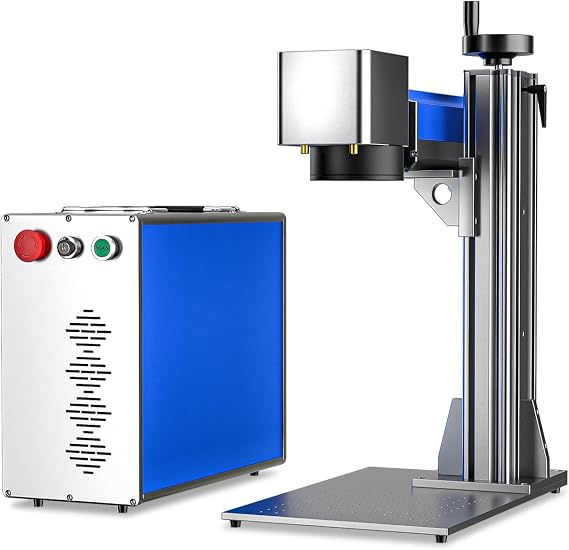 OMTech 30W Fiber Laser Engraver, LightBurn Compatible Laser Engraving Machine with Red Dot Pointer, 6.9x6.9 Solid State Laser Marking Etching Machine for Metal Aluminum Steel Gold Silver Jewelry More
