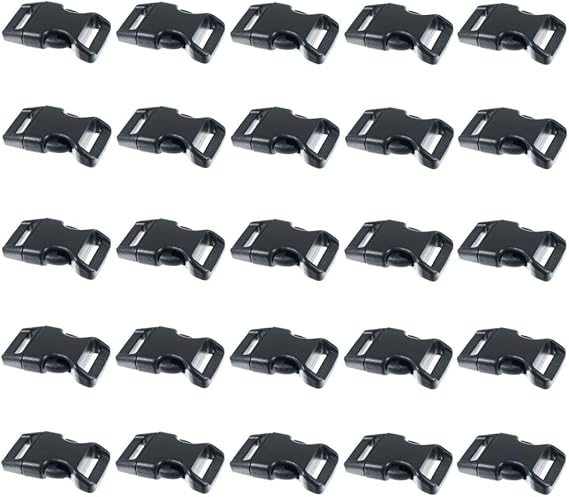 Black Plastic Side Release Buckles for Paracord Bracelets (5/8 Inch, 50 Pack)