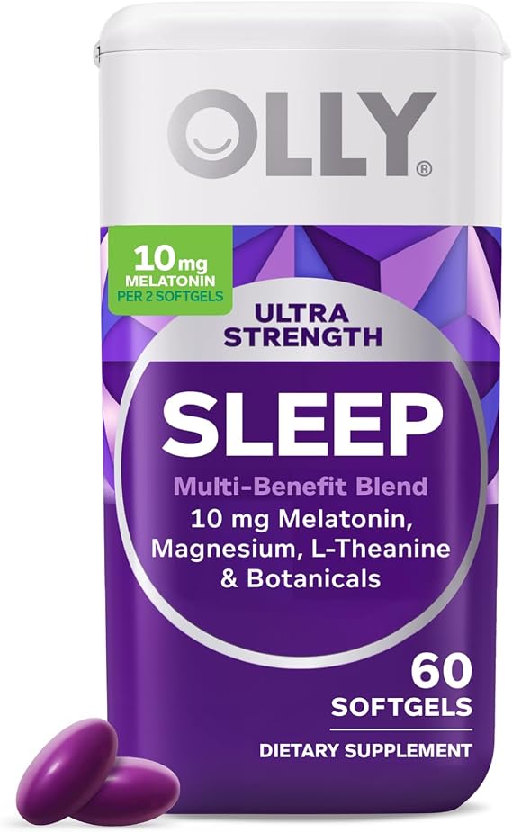 OLLY Ultra Strength Sleep Softgels, Drug Free Nighttime Support* - 60 Count