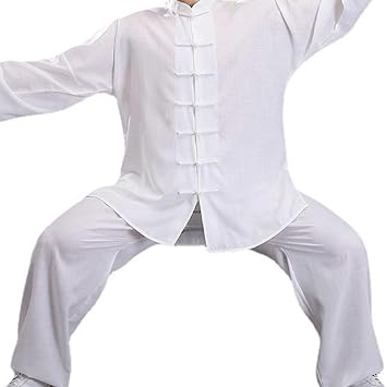 Tai Chi Clothing Unisex Martial Arts Clothing Kung Fu Costume for Man and Woman (Color : White, Size : X-Large)