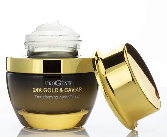 Progenix Retinol Night Cream With Hyaluronic Acid Skin Care Moisturizer Lotion, 24kt Gold + Vegan Green Caviar For Diminishing Fine Lines, Wrinkles, Dark Spots. 1Oz