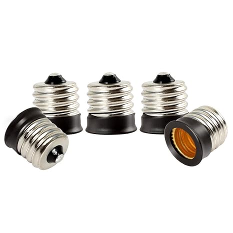 ELECTOP E17 to E12 Socket Adapter Converter,Intermediate E17 Base Convert to Candelabra E12 Base,Black Lamp Holder(5 Pack)