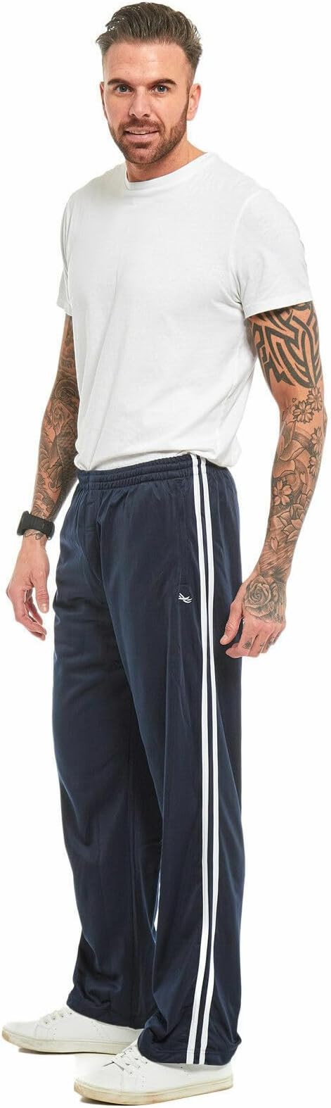 MyShoeStore Mens Track Suit Bottom Casual Elasticated Waist Tracksuit Bottoms Silky Joggers Jogging Jog Trousers Leisure Gym Sports Yoga Open Hem Pull On Pants