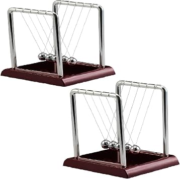 2pcs 13x11x13cm Development Educational Desk Gift Newtons Cradle Steel Balance Ball Physics Science Pendulum (2pcs 13.5x11.5x13.5cm)