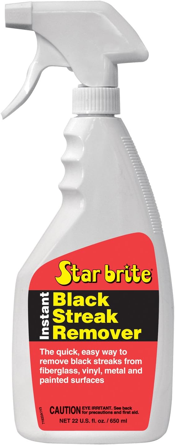 STAR BRITE Black Stain Remover Spray - Instant Black Streak Eliminator for Boats, RVs, Campers, and More - Safe for Fiberglass, Metal, Plastic, and Painted Surfaces - 22 OZ 071622P
