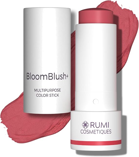 Rumi Cosmetiques BloomBlush+ Multipurpose Color Stick For Mature Women - Blush, Lipstick & Contour in 1- Radiant, Healthy Glow & Nourishing Formula - For Sensitive Skin (Berry Kiss, Regular)