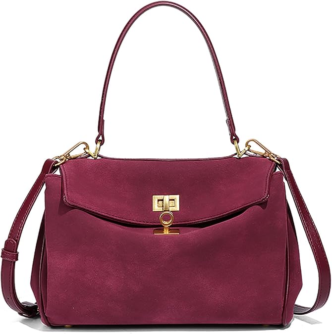 SKYK Suede Satchel Purses for Women Trendy Suede Tote Bag Vegan Leather Crossbody Shoulder Bags Top-Handle Handbag