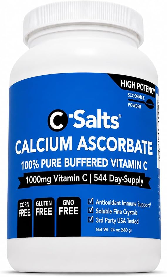 C-Salts Pure Calcium Ascorbate Vitamin C Powder (24 oz)
