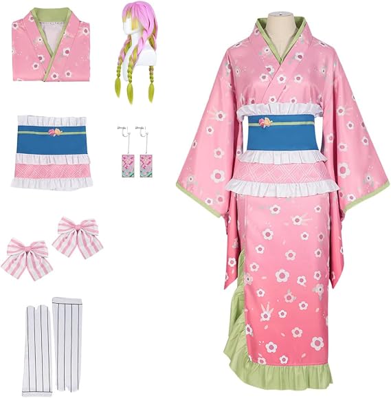 New Kamado Cosplay Costume Anime Mitsuri Cosplay Kimonos Outfit Dress Full Set Halloween For Adult