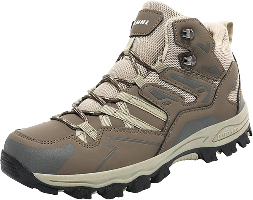 Waterproof Hiking Boots, Men Women Trekking Boots: High-Top Ankle-Support Lace-Up Boot - Waterproof Membrane-Gusseted Tongue | Non-Slip Lug Outsole | All-Season Lightweight Trail Hike/