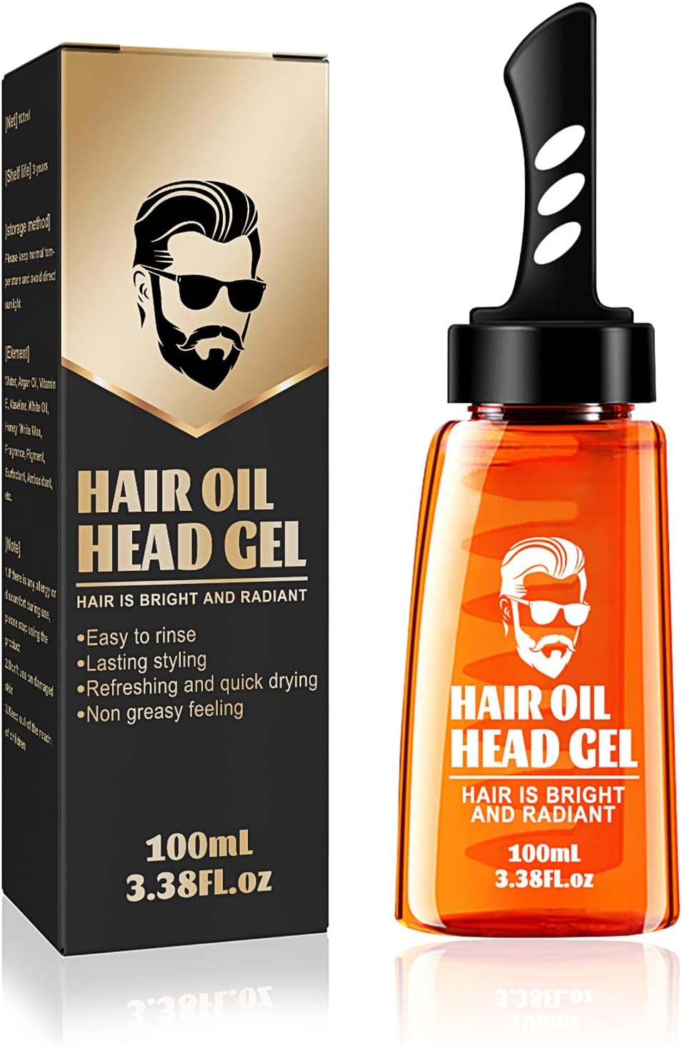 Hair Setting Gel with Dip Comb, Gummy Hair Gel Mens, 2-in-1 Men Hair Wax Gel with Comb, Men’s Hair Styling Natural Shine Strong Hold Gel Wax with Strong Firm Hold for Side Part,100ML