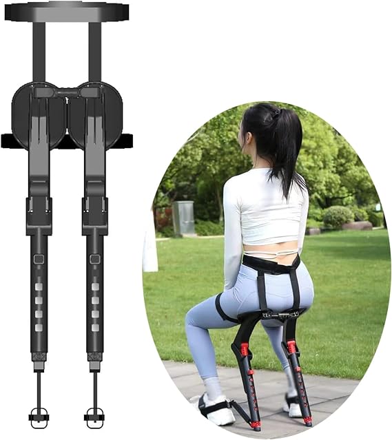 Adjustable Wearable Chair Invisible Seat, Chairless Chair Wearable Leg Ergonomics Lightweight Seat, Invisible Chair Wearable Exoskeleton Human, 5 Gear Heights Adjustable, Bear up to 150kg (Black)