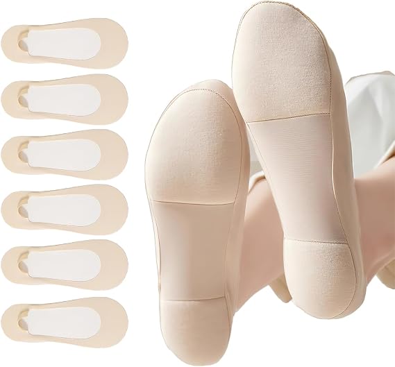 6 Pair Low Cut Womens No Show Socks With Padding For Flats Loafers Shoes