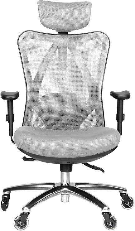 Duramont Ergonomic Office Chair - Adjustable Desk Chair with Lumbar Support and Rollerblade Wheels - High Back Chairs with Breathable Mesh - Thick Seat Cushion, Head, and Arm Rests - Reclines