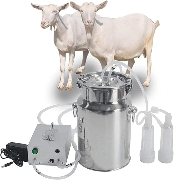 Electric Milking Machine Portable Stainless Steel Sheep Cow Milking Machine Electric Milking Machine, Store and Transport Fresh Milk Cow Milking Machine(for Goats,7L)