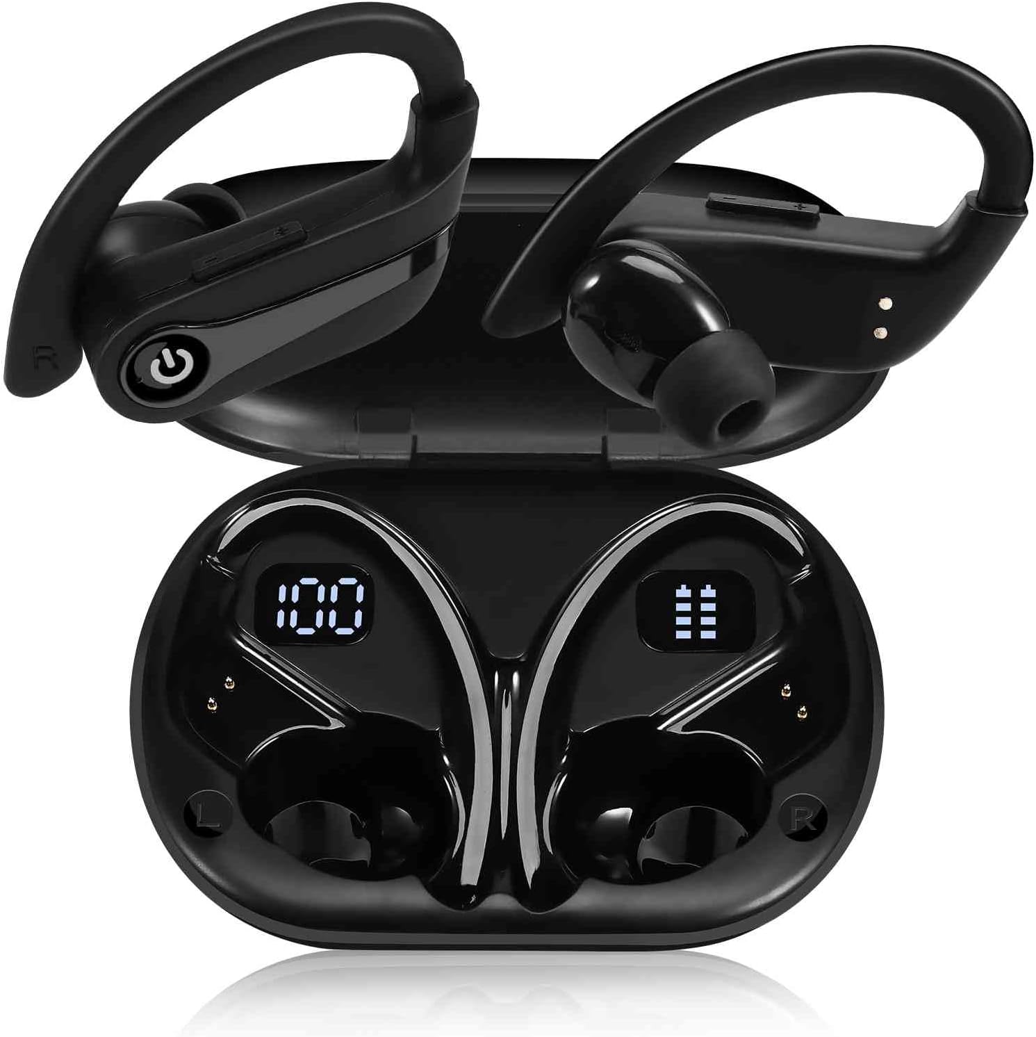 UrbanX Challenger Series Sports Earphones Wireless Bluetooth with Built-in Mic, 200H Superior Playtime, Immersive Sound, Quick-Pair, Secure Fit, IPX7 Waterproof, Compatible with Tecno Camon 17 - Black