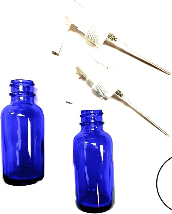 Snoot! Cobalt Oral/Swivel Glass Sprayers for Povidone Iodine (PVP-I), Betadine, Colloidal Silver, Insulin, Snoot! & Saline 30ml (1oz) Empty 2-Pack