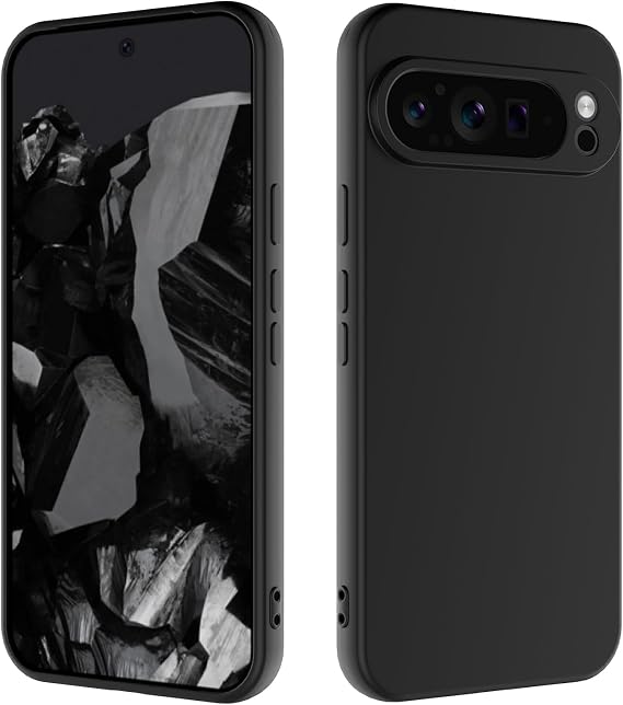 Silicone Protective Case for Google Pixel 9 Pro XL, Durable and Stylish Drop Tested Soft Silicone Gel Rubber Slim Fit Shockproof Protection Phone Cover for Google Pixel 9 Pro XL (Black)