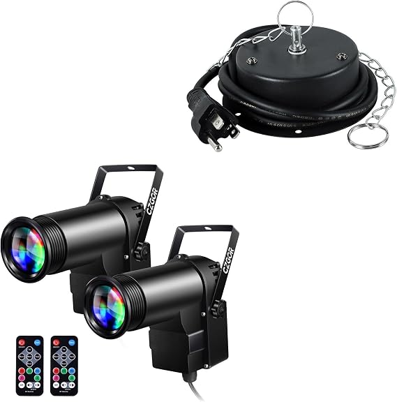 15W RGBW Pinspot Light 2Pack and 1.5RPM Mirror Ball Motor 1Pack