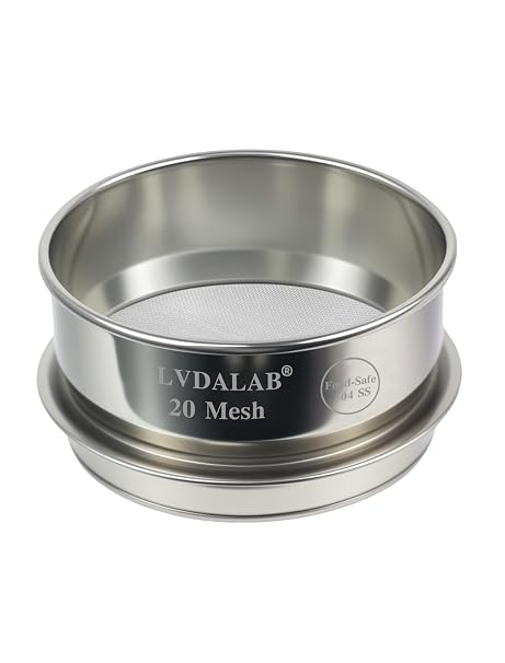 4" (10cm) Full 304 Stainless Steel Lab Sieve, 20 Mesh (1mm) Sifter
