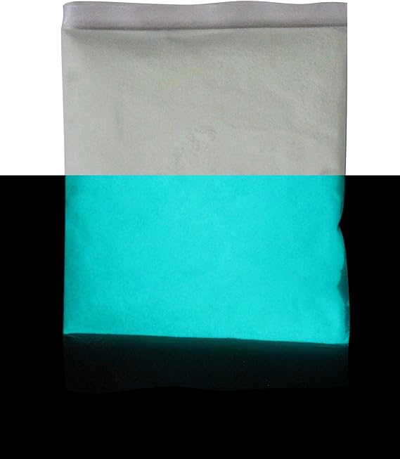 Glow in The Dark Neutral Invisible Strontium Aluminate Glow in The Dark Fluorescent Pigment Powder (White glows AQUA, 4oz)