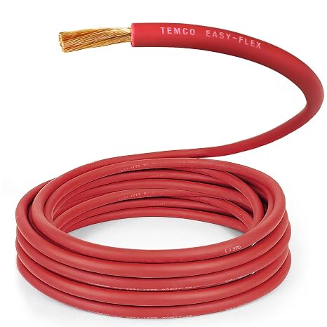 TEMCo 4 Gauge AWG 15 Ft Red Flexible Pure Copper Made in USA Welding Cable Battery Wire - Heavy Duty Solar, Inverter, Car, RV, Truck