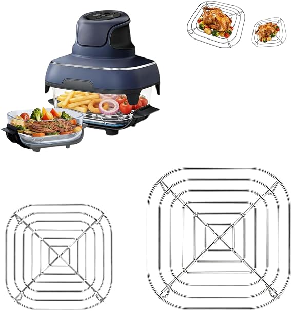2PCS Air Fryer Crisper Rack, Compatible with Ninja Crispi FN101& Crispi Pro AS101CY, 2.5/4/6 QT & 6-CUP, Food-Grade Stainless Steel Rack Replacement Parts