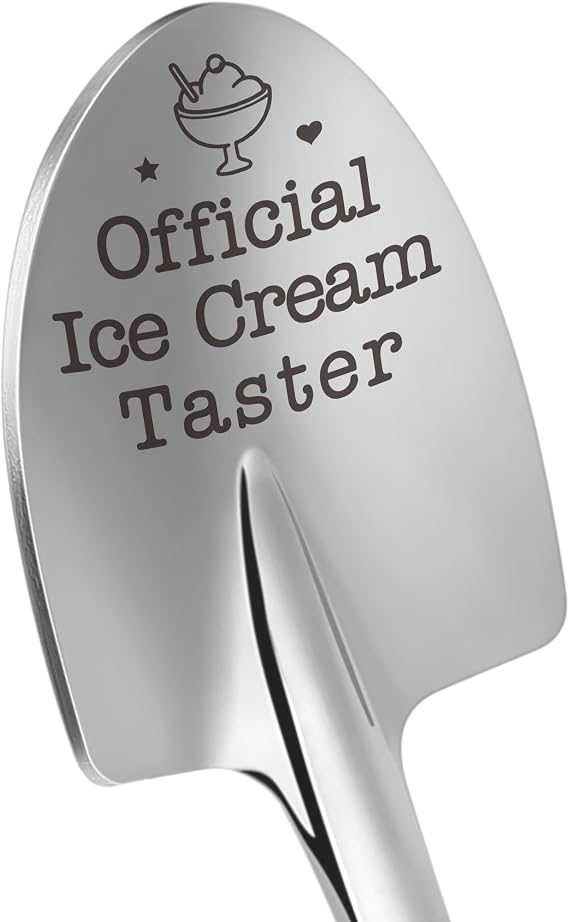 Funny Ice Cream Shovel Gifts for Ice Cream Lovers, Birthday Gift for Women Men Engraved Spoon Official Ice Cream Taster, Cute Mothers Fathers Day for Husband Wife Couples for Anniversary or Christmas