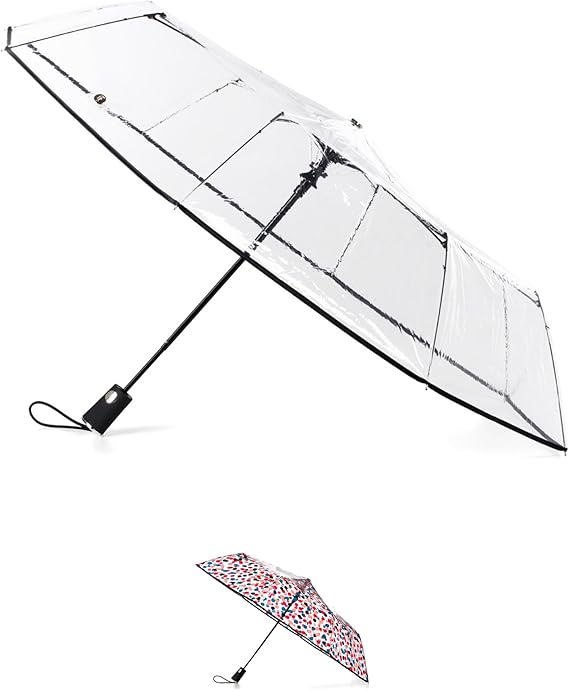 Totes Compact Auto Open Folding Umbrella with Enhanced Visibility