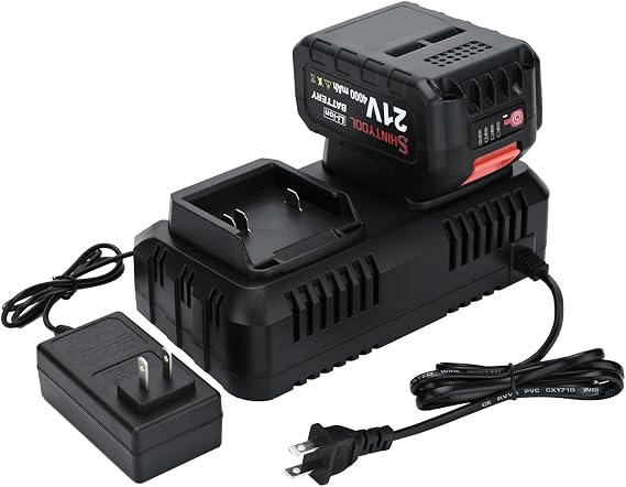 21V Battery Quantity Display and Dual Base,4.0 Ah Battery with Charger Adapter Led Indicator Compatible with Leaf Blower