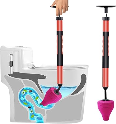 High Pressure Toilet Unblock One Shot Toilet Pipe Plunger,Upgraded Stainless Steel Toilet Plunger Kit,High Pressure Air Drain Clog Remover Plumbing Tool for Sink Bathroom Kitchen Bathtub Clogged Pipe