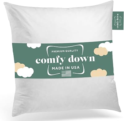 ComfyDown 22X22 Decorative Throw Pillow Insert, Down and Feathers Fill, 100% Cotton Cover 233 Thread Count, Square Pillow Insert - Made in USA Single