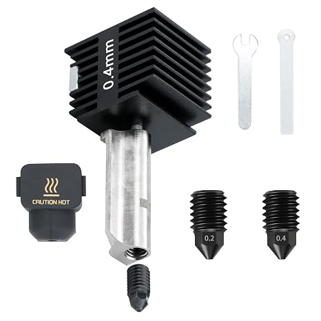 Upgraded print head for Bambu lab A1/A1 mini/A2L high temperature resistant 0.4 mm hardened steel nozzle extruder hot end kit including 2 replaceable hardened steel nozzles (0.2 mm and 0.4 mm)