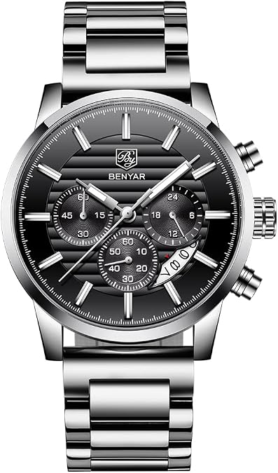 BENYAR Watch for Men Analog Quartz Chronograph Waterproof Stainless Steel
