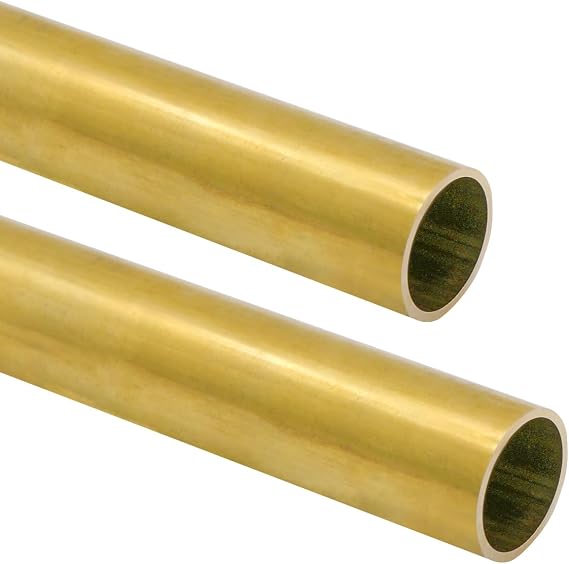 1" OD Brass Hollow Tube, 0.04" (1mm) Wall, 12" Polished, 2 Pcs