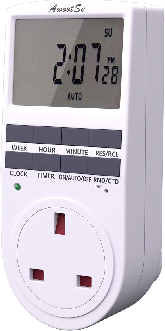 Timer Plug Socket Digital Electric Timer Countdown 18 On-Off Programs | Digital Timer Socket 24 Hours/Weekly Indoor Plug in Electrical Timer for Lights and Home Appliances Switch Timer