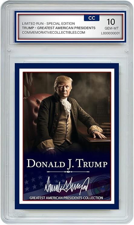 Trump Trading Card - Limited Edition Founding Father Trump Card, Gem Mint 10 - Unique Blend of Americana and Modern Politics, Trump Gift for Collectors and Enthusiasts