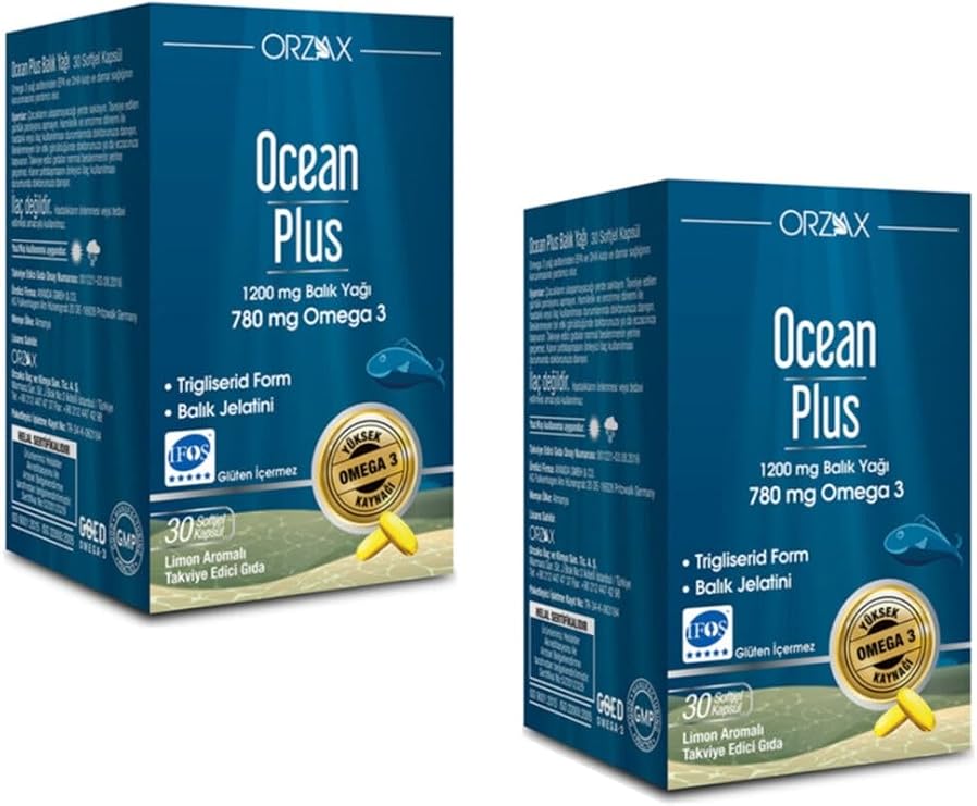 Orzax Ocean Plus 1200 Mg Balık Yağı Limon Aromalı 30 Kapsül*2 Adet 101784-2-6