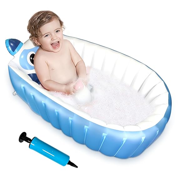Boczif Inflatable Infant Bathtub, Non-Slip Foldable Baby Bathtub(Blue)