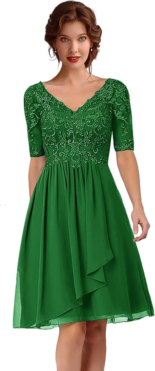 ISABUFEI Mother of The Bride Dresses Short Prom Dress Formal Evening Party Gowns V-Neck