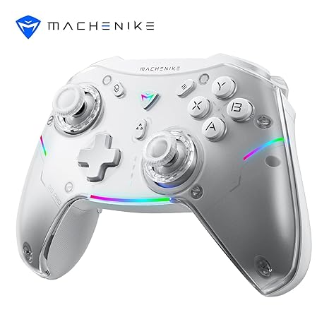 Machenike G5 Pro Wireless Controller für Windows PC/Switch/IOS/Android RGB Lichter PC Controller Hall Effekt Joystick＆Trigger Gyroskop Weiß