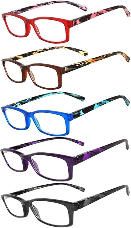 OWL Readers 5 Pack of Elegant Womens Reading Glasses with Beautiful Patterns for Ladies Deluxe Spring Hinge Stylish Look