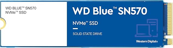 Western Digital 1TB WD Blue SN570 NVMe Internal Solid State Drive SSD - Gen3 x4 PCIe 8Gb/s, M.2 2280, Up to 3,500 MB/s - WDS100T3B0C