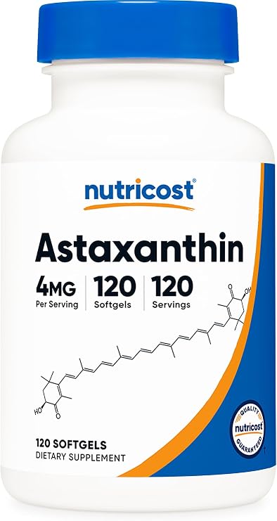 Nutricost Astaxanthin (4mg) 120 Softgels (4 Month Supply) Gluten-Free