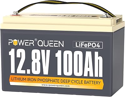Power Queen 12.8V 100Ah Group 31 LiFePO4 Battery, Built-in 100A BMS, Lithium Battery 1280Wh, Up to 15000 Cycles, Support in SeriesParallel, widely Used for Solar Home System, RV, Off-Grid Life