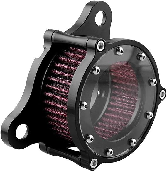 Air Cleaner Intake Filter System Kit For Harley Davidson Sportster XL883 XL883N XL883R XL883P XL1200 XL1200L XL1200X Iron 883 Forty Eight XL1200X 2004-2016 Billet Aluminum CNC Machined Washable