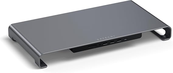 Satechi USB-C Hub Monitor Stand, 3 USB 3.0 Ports, For Desktop Computers | USB-C data port, micro/SD card readers, audio jack, for desktop computers, monitors, laptops